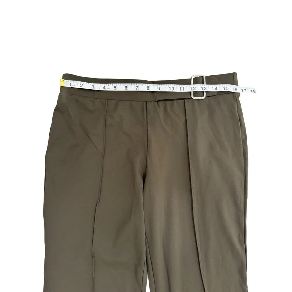 Halara Womens High-Waisted Flare Pants With Belt Olive Green Size L NEW - Picture 4 of 7